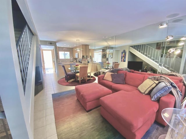 34354 Laura Way, Rancho Mirage, CA 92270 - living area featuring stairway and light tile patterned floors
