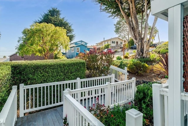 150 Cypress Ave Unit 28, Cayucos, CA 93430 - view of wooden balcony featuring a residential view and a wooden deck