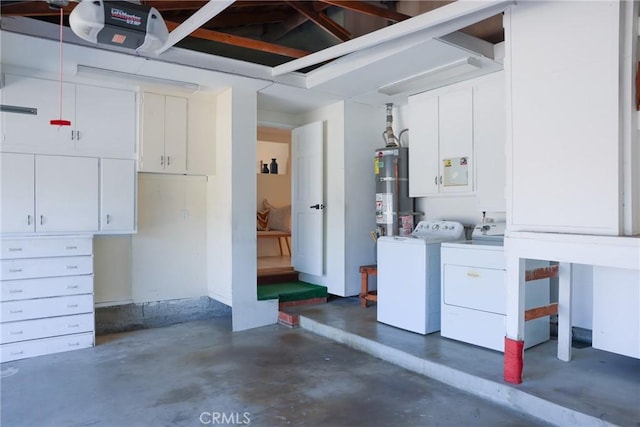 3844 W 181st St, Torrance, CA 90504 - garage featuring washer and dryer, a garage door opener, and water heater
