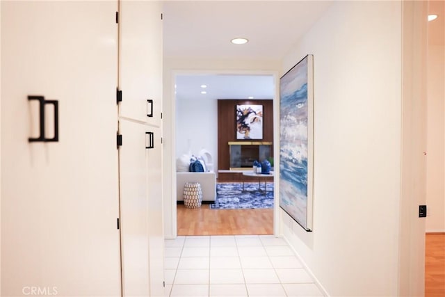 3844 W 181st St, Torrance, CA 90504 - hall with recessed lighting, light tile patterned flooring, and baseboards