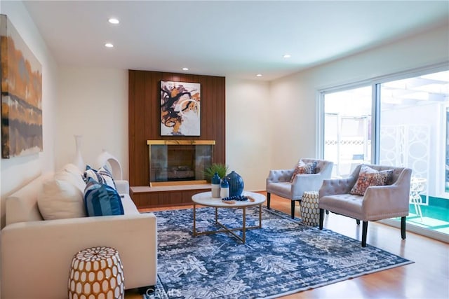 3844 W 181st St, Torrance, CA 90504 - living room with wood finished floors, recessed lighting, and a large fireplace