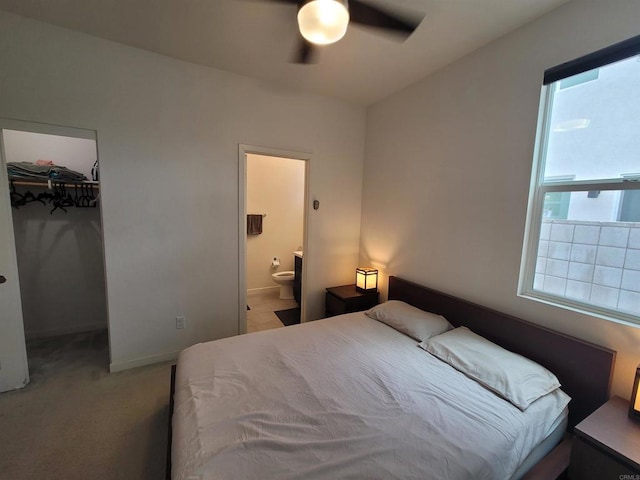 2072 Tango Loop Unit 2, Chula Vista, CA 91915 - bedroom featuring a walk in closet, ensuite bath, carpet, a closet, and ceiling fan