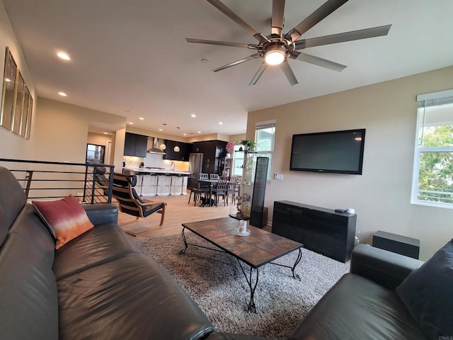 2072 Tango Loop Unit 2, Chula Vista, CA 91915 - living room with ceiling fan, light wood-type flooring, and recessed lighting