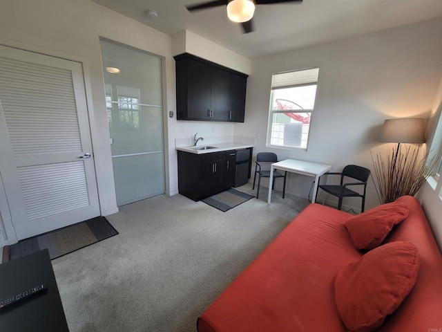2072 Tango Loop Unit 2, Chula Vista, CA 91915 - living area featuring light carpet and a ceiling fan