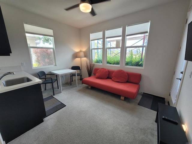 2072 Tango Loop Unit 2, Chula Vista, CA 91915 - living room featuring light carpet, plenty of natural light, and ceiling fan