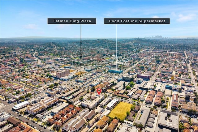 aerial overview of property's location with nearby urban area