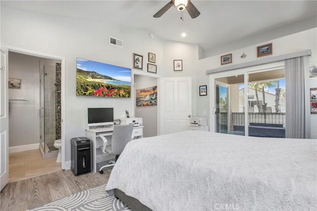 37 Fleurance St, Laguna Niguel, CA 92677 - bedroom with access to exterior, light wood-style flooring, a desk, baseboards, and connected bathroom