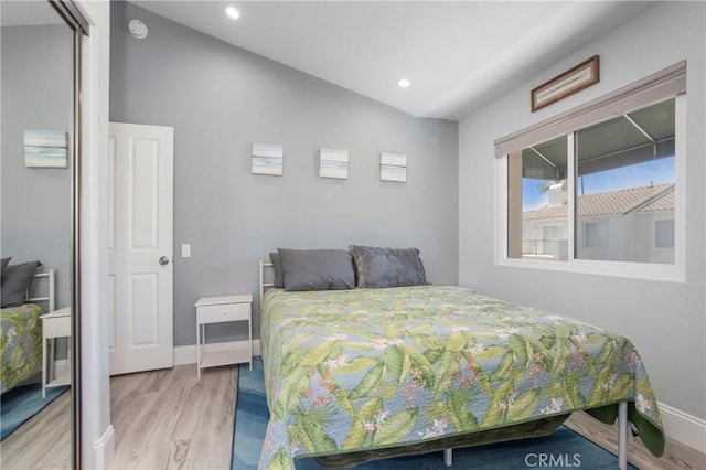 37 Fleurance St, Laguna Niguel, CA 92677 - bedroom featuring wood finished floors, baseboards, recessed lighting, and lofted ceiling