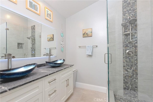 37 Fleurance St, Laguna Niguel, CA 92677 - full bath with a stall shower, double vanity, and tile patterned floors