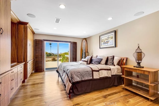 33441 N Spinnaker Dr N, Dana Point, CA 92629 - bedroom with access to exterior, light wood-style floors, and recessed lighting