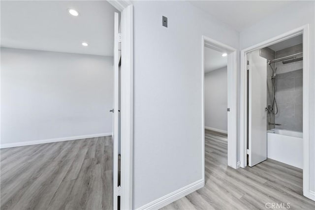 72 S Greenwood Ave Unit 3, Pasadena, CA 91107 - hallway featuring wood finished floors, recessed lighting, and baseboards