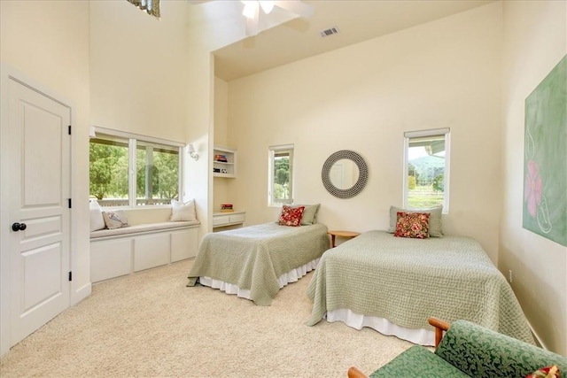 7550 Mary Hall Rd, Arroyo Grande, CA 93420 - bedroom featuring a towering ceiling, carpet floors, and multiple windows