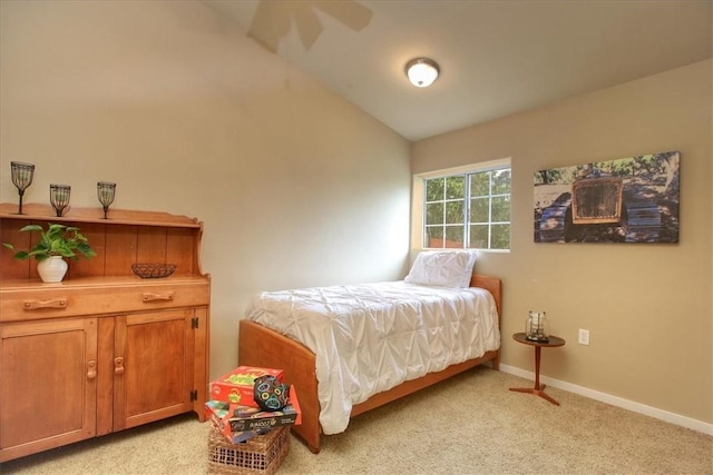 7550 Mary Hall Rd, Arroyo Grande, CA 93420 - bedroom with lofted ceiling, light carpet, and baseboards