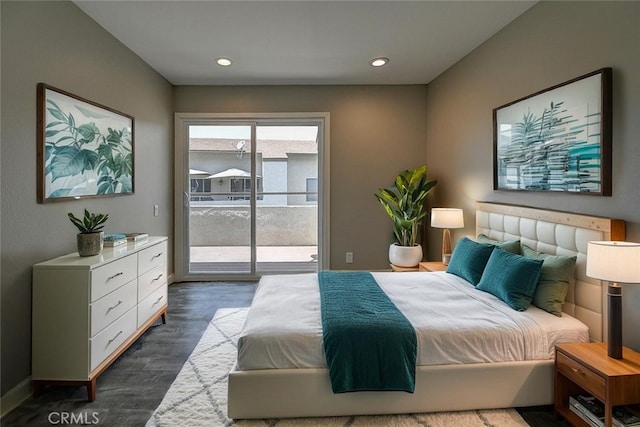 21981 Rimhurst Dr Unit 154, Lake Forest, CA 92630 - bedroom featuring access to outside, wood finished floors, and recessed lighting