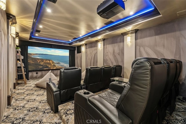 35 Shoreline Dr, Dana Point, CA 92629 - home theater featuring a raised ceiling and recessed lighting