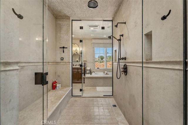 35 Shoreline Dr, Dana Point, CA 92629 - bathroom featuring a shower stall, vanity, and a bath