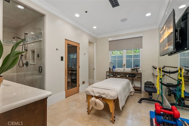 35 Shoreline Dr, Dana Point, CA 92629 - bedroom featuring ornamental molding, recessed lighting, and baseboards