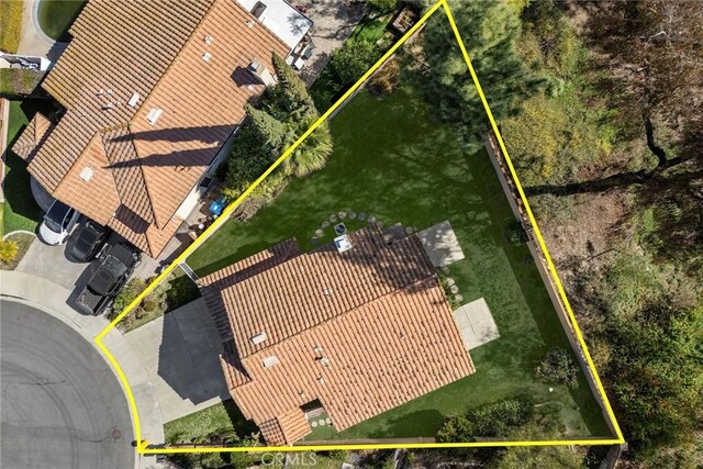 13639 Meadow Crest Dr, Chino Hills, CA 91709 - view from above of property featuring property boundaries highlighted