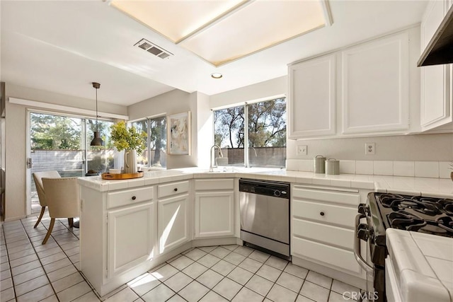 13639 Meadow Crest Dr, Chino Hills, CA 91709 - kitchen featuring appliances with stainless steel finishes, tile countertops, light tile patterned floors, ventilation hood, and recessed lighting