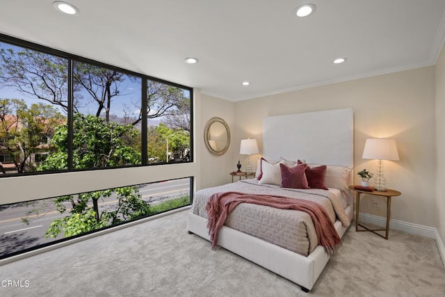 500 E Del Mar Blvd Unit 24, Pasadena, CA 91101 - bedroom with carpet flooring, recessed lighting, baseboards, and crown molding