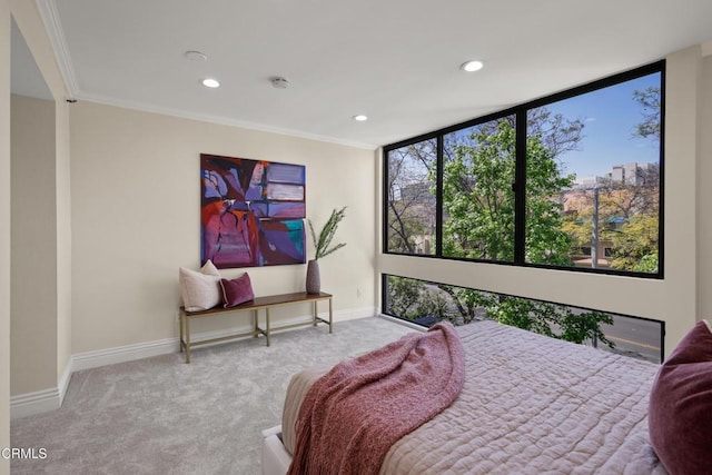 500 E Del Mar Blvd Unit 24, Pasadena, CA 91101 - bedroom featuring carpet floors, baseboards, recessed lighting, and crown molding