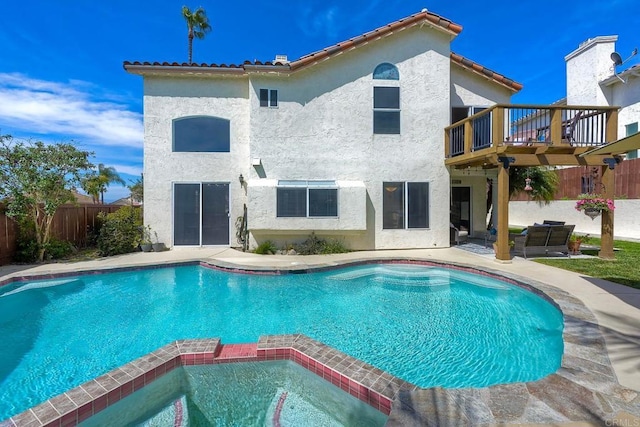 3737 Hillview Way, Oceanside, CA 92056 - view of swimming pool with fence, a patio area, and a pool with connected hot tub