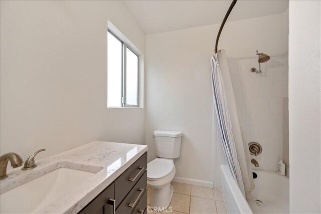 1561 Cielo Ln, Nipomo, CA 93444 - bathroom featuring vanity, tile patterned flooring, toilet, shower / tub combo, and baseboards