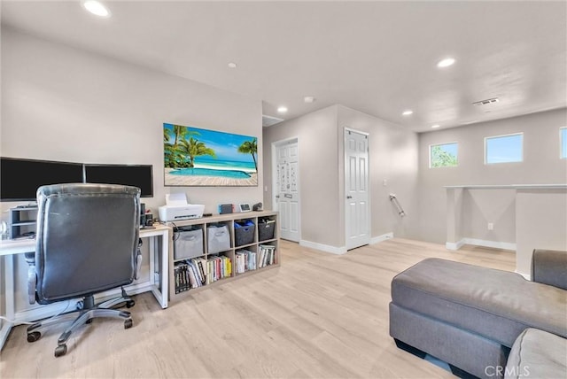 1952 Hazel Olson Ln, Colton, CA 92324 - office space with baseboards, wood finished floors, and recessed lighting