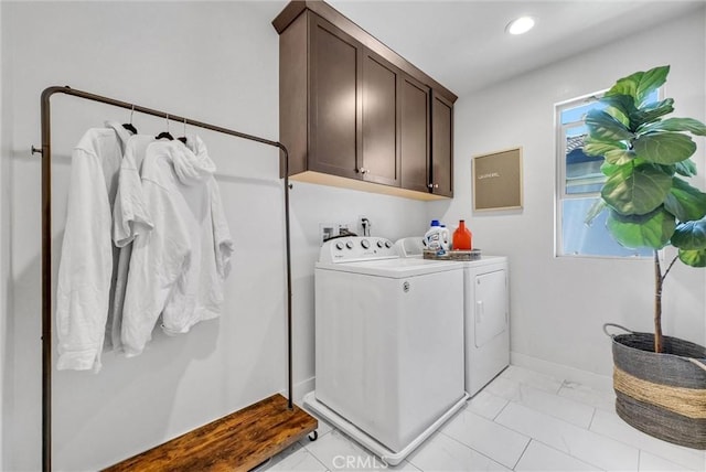 1952 Hazel Olson Ln, Colton, CA 92324 - washroom featuring separate washer and dryer, cabinet space, baseboards, and recessed lighting