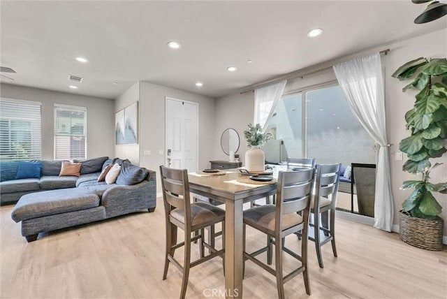 1952 Hazel Olson Ln, Colton, CA 92324 - dining room with recessed lighting, light wood-style floors, plenty of natural light, and ceiling fan