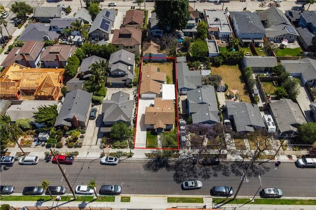 4110 E Vermont St, Long Beach, CA 90814 - aerial view of residential area featuring property parcel outlined