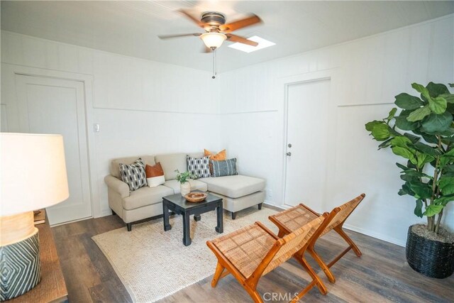 4110 E Vermont St, Long Beach, CA 90814 - living area with a ceiling fan and wood finished floors