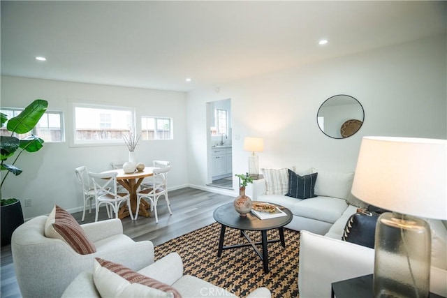 4110 E Vermont St, Long Beach, CA 90814 - living area featuring wood finished floors, recessed lighting, and baseboards