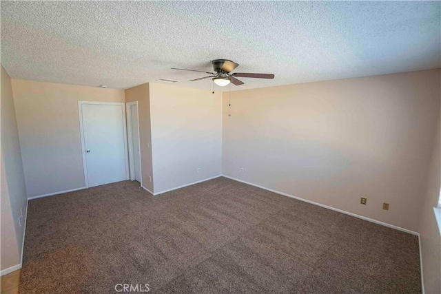 14410 Navajo Rd, Apple Valley, CA 92307 - spare room featuring ceiling fan, baseboards, carpet flooring, and a textured ceiling