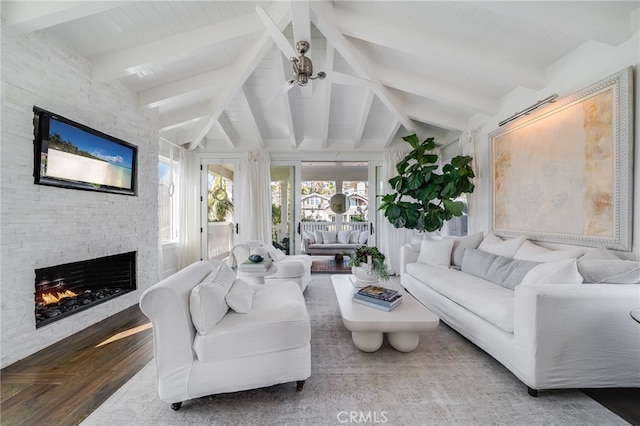 1651 Catalina, Laguna Beach, CA 92651 - living area featuring a fireplace and wood finished floors