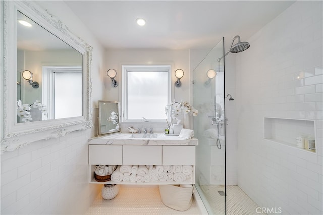 1651 Catalina, Laguna Beach, CA 92651 - full bath featuring walk in shower, vanity, and recessed lighting