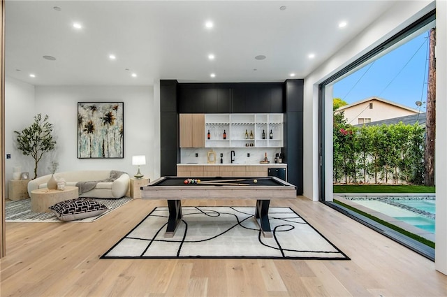 5132 Lindley Ave, Encino, CA 91316 - living area featuring light wood-style flooring, recessed lighting, and billiards table