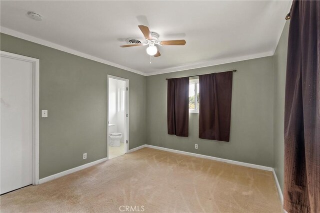 2880 Foothill Blvd, Oroville, CA 95966 - spare room featuring light carpet, a ceiling fan, baseboards, ornamental molding, and a smoke detector