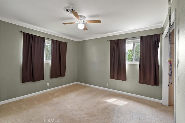 2880 Foothill Blvd, Oroville, CA 95966 - spare room with a ceiling fan, light carpet, healthy amount of natural light, and ornamental molding
