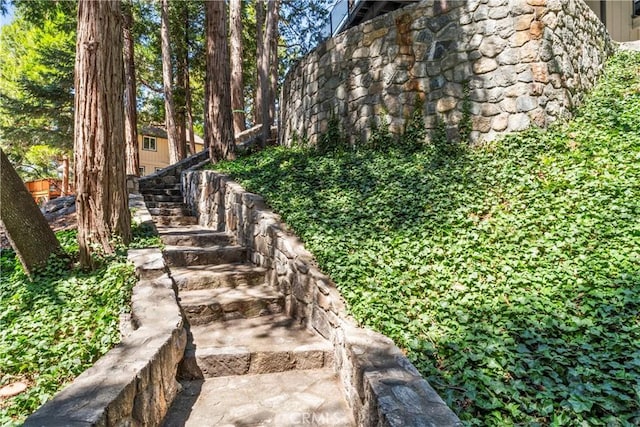 300 Pioneer Rd, Lake Arrowhead, CA 92352 - view of yard with stairs