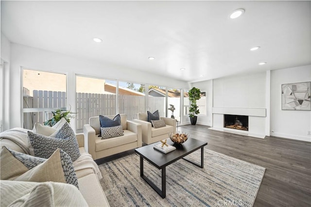 22713 Islamare, Lake Forest, CA 92630 - living area featuring wood finished floors, recessed lighting, a fireplace, and baseboards