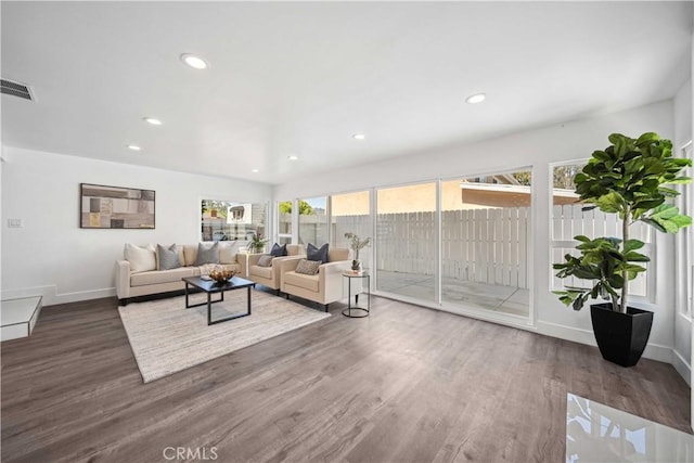 22713 Islamare, Lake Forest, CA 92630 - living room featuring wood finished floors, baseboards, and recessed lighting