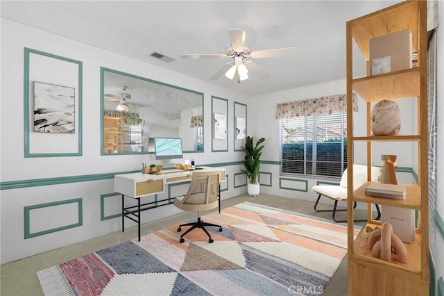 4102 Victoria Ln, Quartz Hill, CA 93536 - carpeted home office featuring ceiling fan