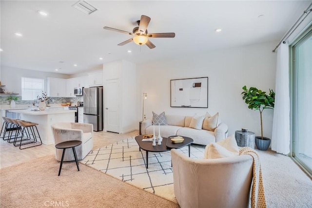 1609 Fig Tree Way, Oceanside, CA 92056 - living room featuring a ceiling fan and recessed lighting