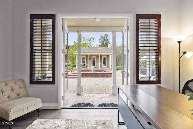 181 Via Sandra, Newbury Park, CA 91320 - entryway featuring healthy amount of natural light, wood finished floors, and baseboards