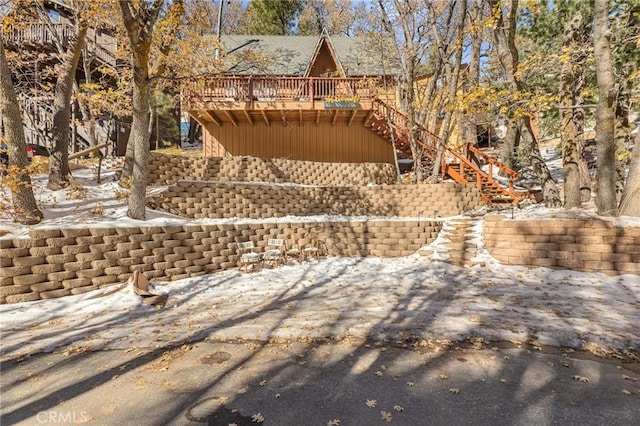 32903 Canyon Dr, Green Valley Lake, CA 92341 - view of yard with stairway and a deck