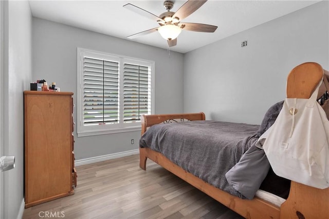 15074 Willow St, Hesperia, CA 92345 - bedroom with light wood-style flooring, baseboards, and a ceiling fan
