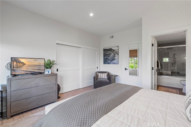 45 Northampton Ct, Newport Beach, CA 92660 - bedroom featuring wood finished floors, a closet, and connected bathroom