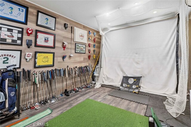 45 Northampton Ct, Newport Beach, CA 92660 - rec room featuring wooden walls and wood finished floors