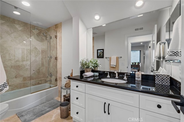 45 Northampton Ct, Newport Beach, CA 92660 - full bath with vanity, toilet, shower / bath combination with glass door, and recessed lighting